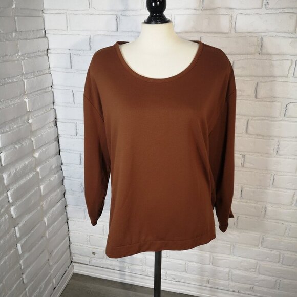 The Original Muk Luks Ladies Size 1X Copper Color Fleece Lined Sweat Top - Picture 1 of 11